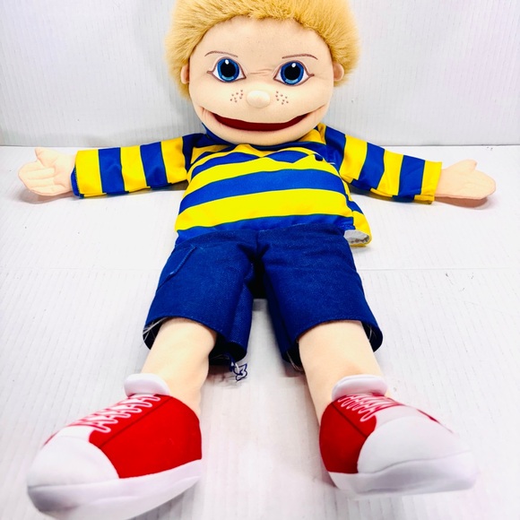 The Puppet Company People Puppet Buddies Boy Full Bodied Yellow & Blue Shirt 18" - Picture 1 of 9